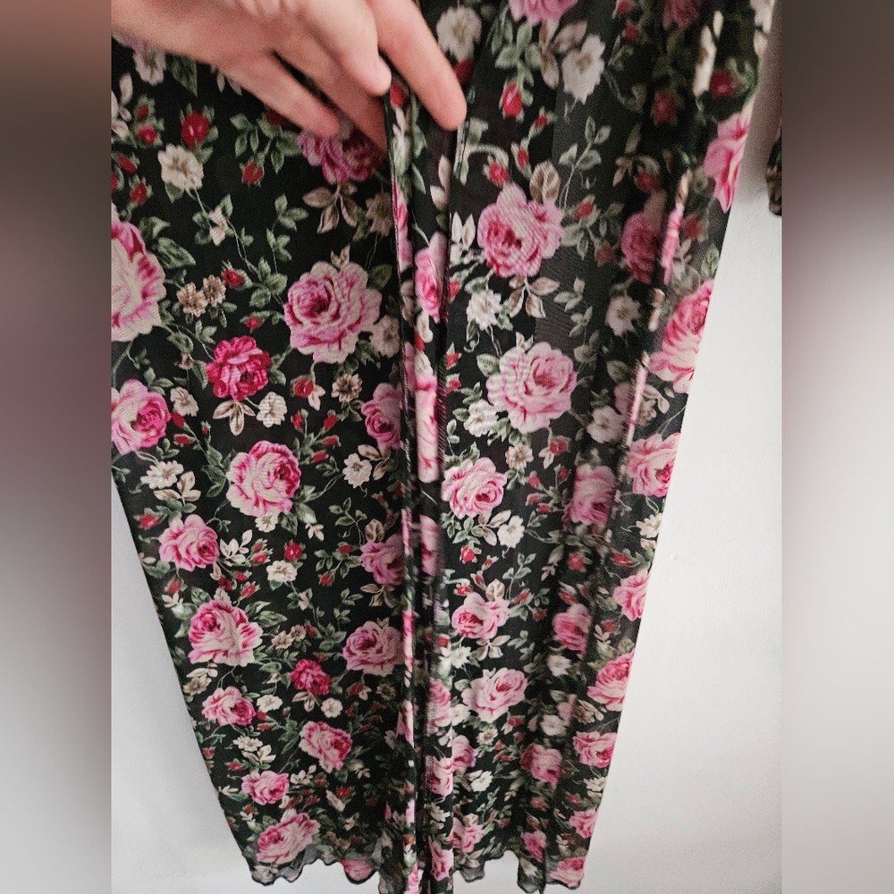 Wearever Women's Long Black Floral Bathing Suit Cover Up Size XL - Picture 5 of 7